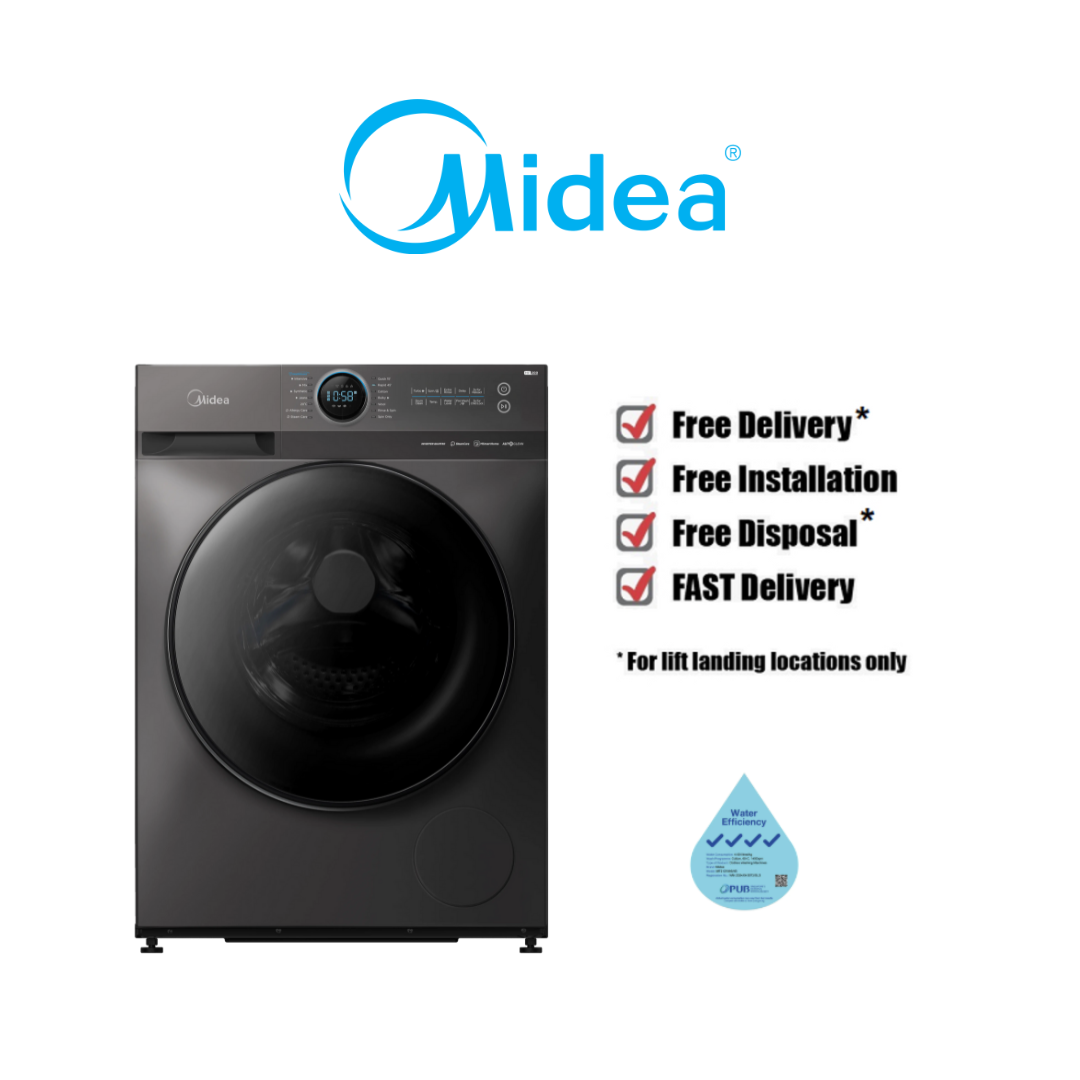MIDEA MF200W120WB 12KG DARK GREY INVERTER SMART CONTROL FRONT LOAD WASHING MACHINE - Image 2