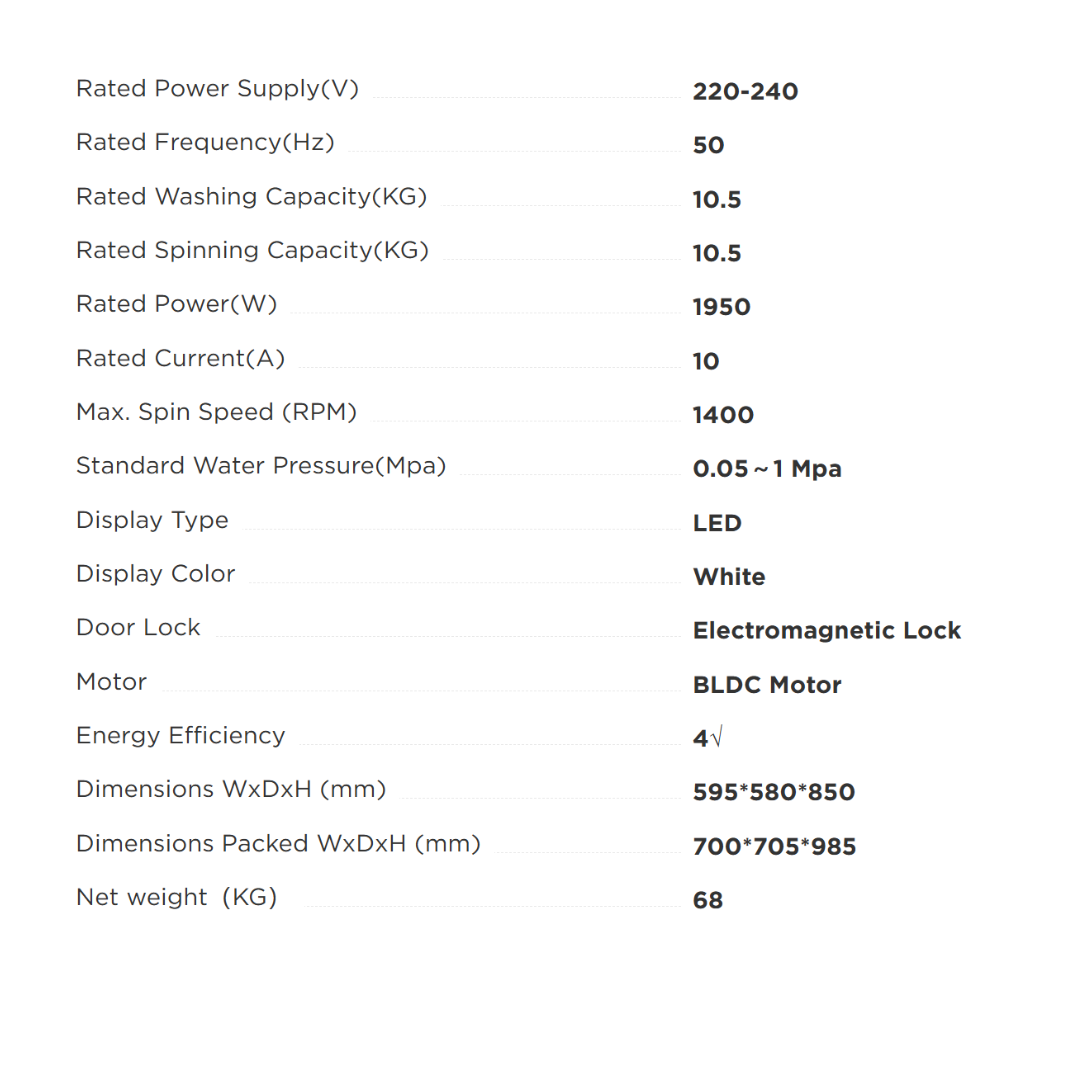 MIDEA MF210W105WB 10.5KG INVERTER SMART CONTROL FRONT LOAD WASHING MACHINE - Image 2